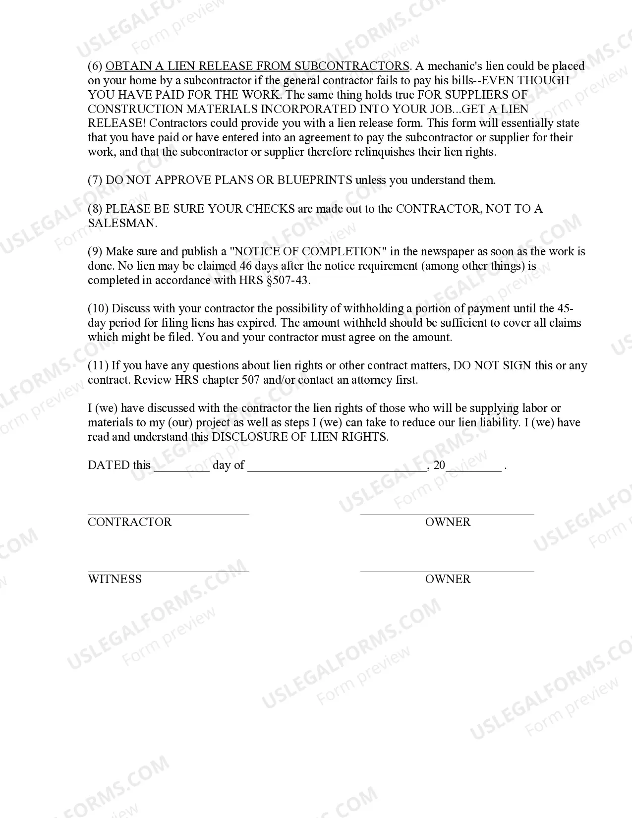 Preview Roofing Contract for Contractor