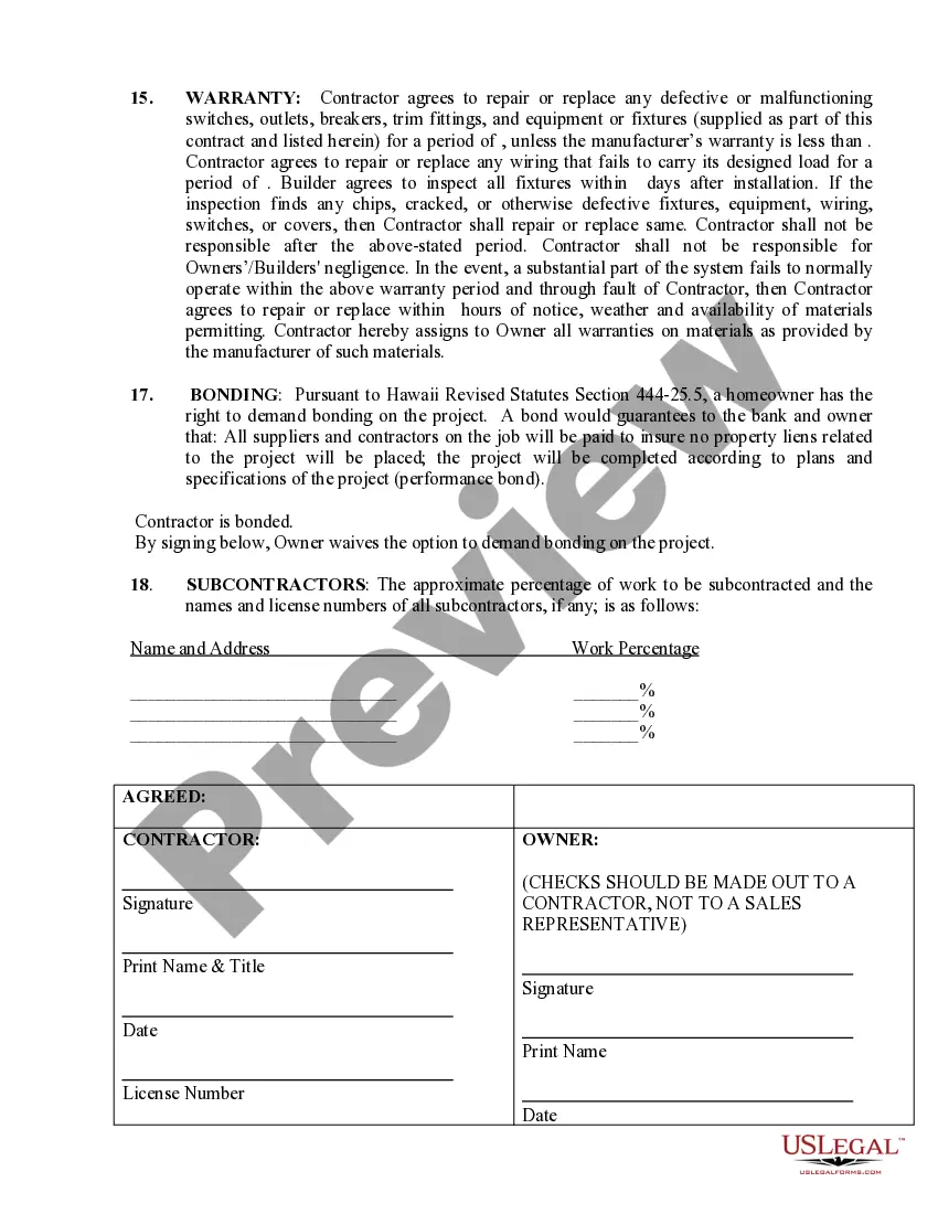 Preview Electrical Contract for Contractor
