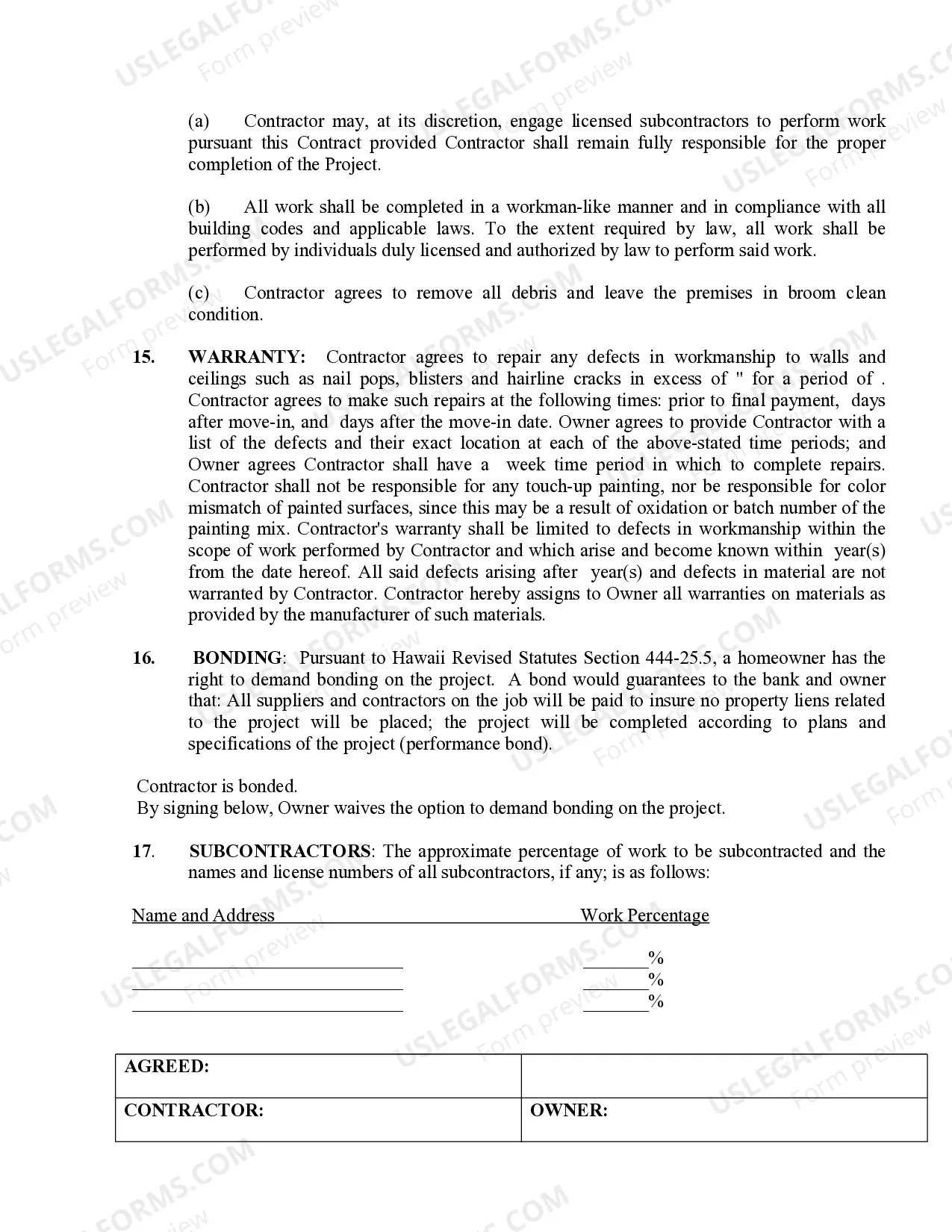Preview Sheetrock Drywall Contract for Contractor