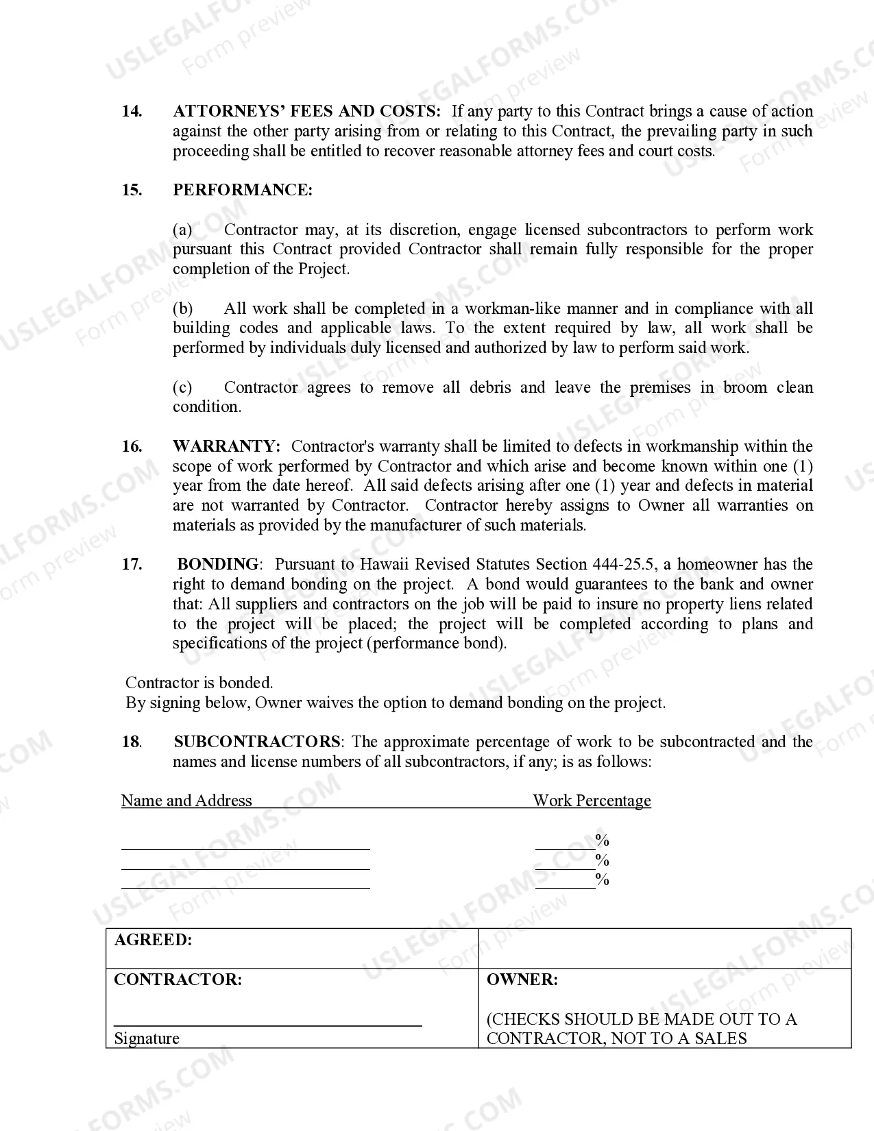 Preview Flooring Contract for Contractor