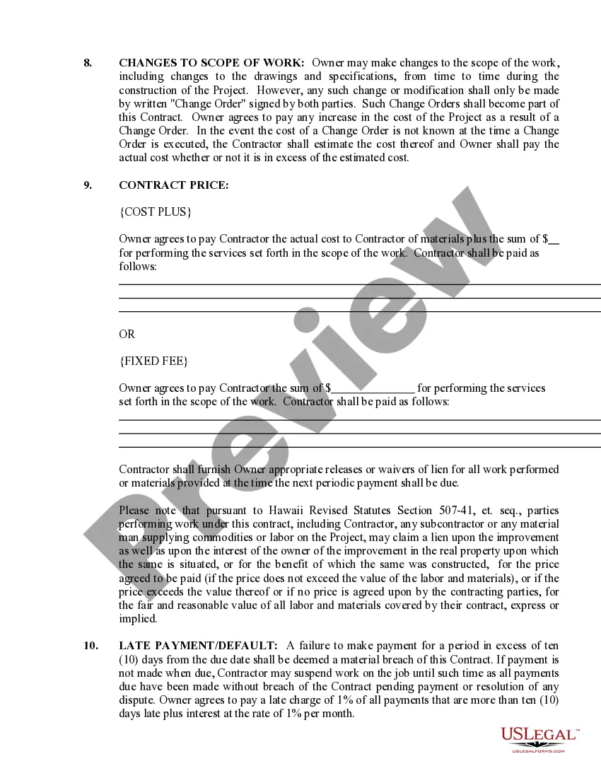 Preview Construction Contract Cost Plus or Fixed Fee