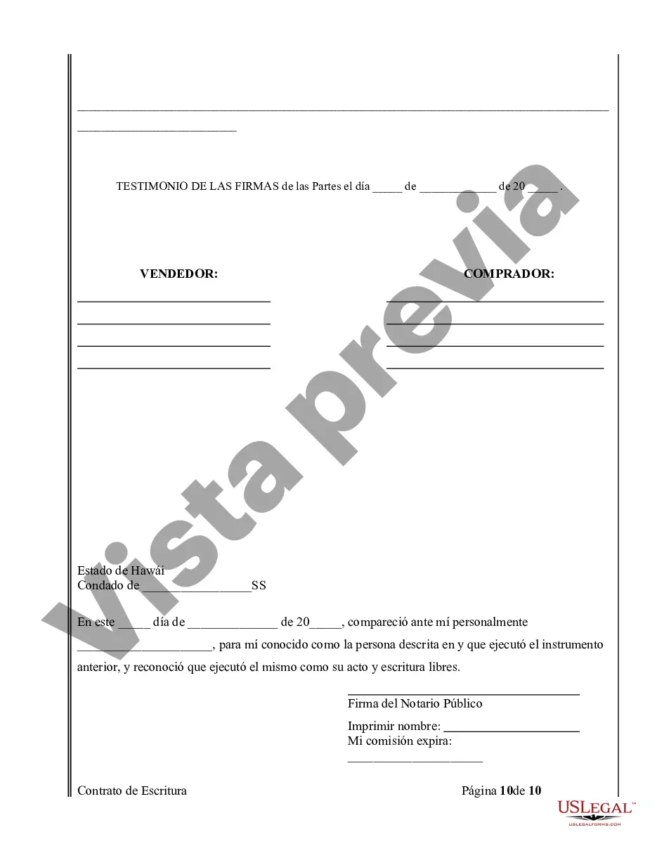 Preview Acuerdo o Contrato de Escritura de Venta y Compra de Bienes Raíces a/k/a Terreno o Contrato de Ejecución