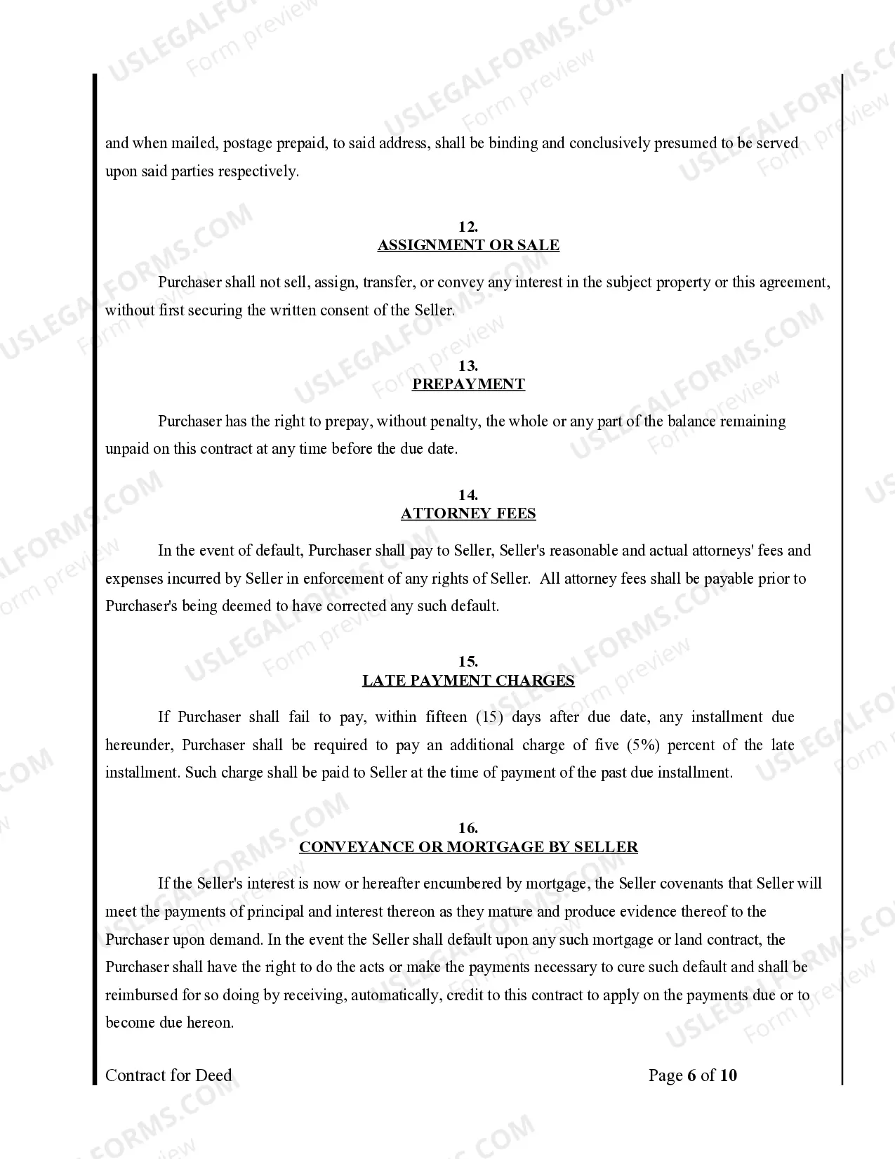 Preview Agreement or Contract for Deed for Sale and Purchase of Real Estate a/k/a Land or Executory Contract