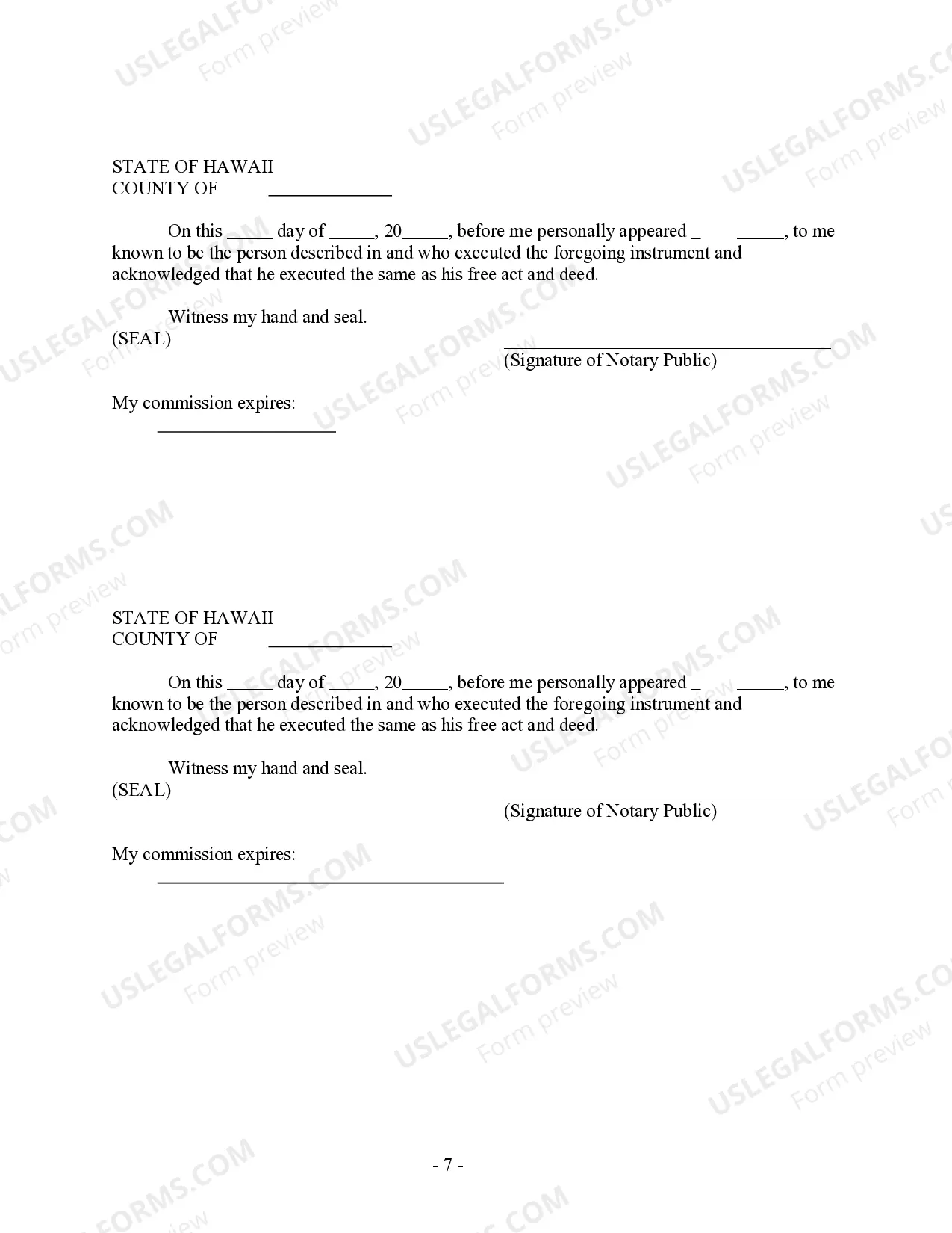 Preview Hawaii Prenuptial Premarital Agreement without Financial Statements