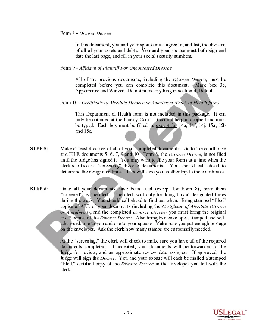 Preview Hawaii No-Fault Agreed Uncontested Divorce Package for Dissolution of Marriage for Persons with No Children with or without Property and Debts