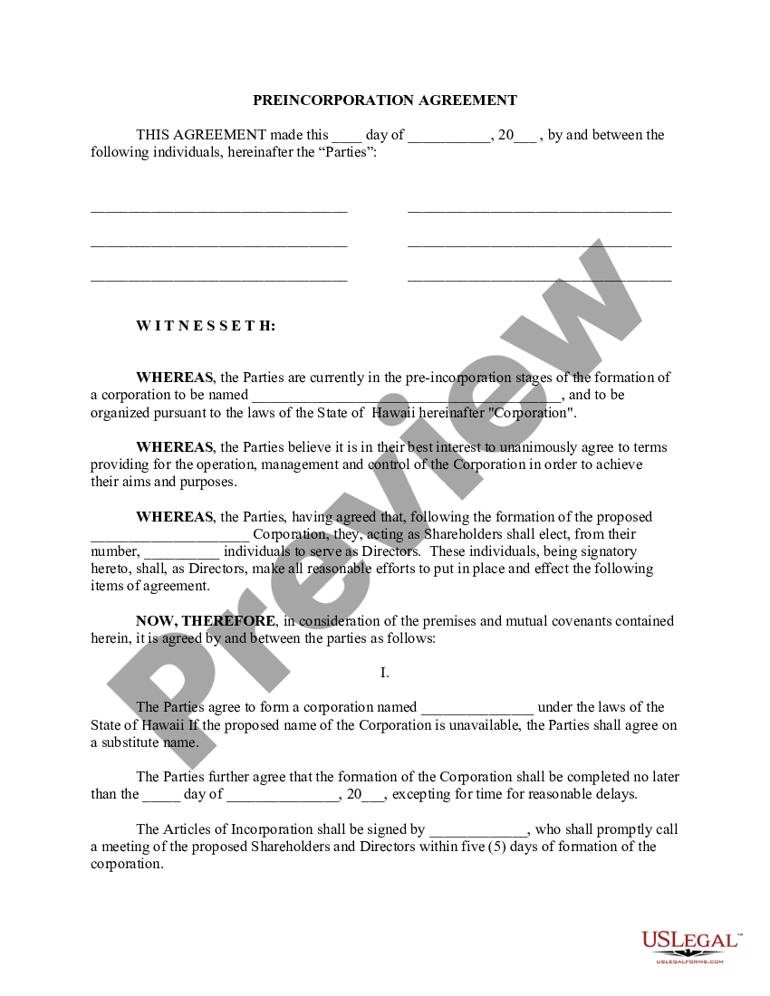 Hawaii Articles Of Incorporation Form | US Legal Forms