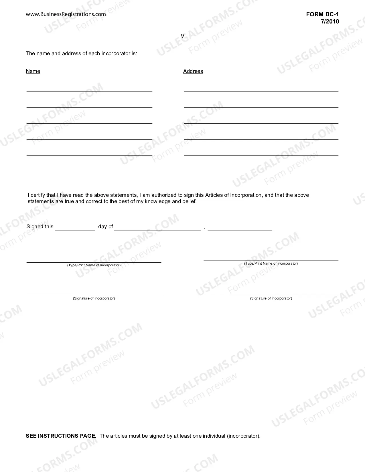 Preview Hawaii Articles of Incorporation for Domestic For-Profit Corporation