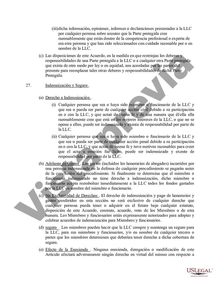 Preview Acuerdo Operativo de Sociedad de Responsabilidad Limitada LLC