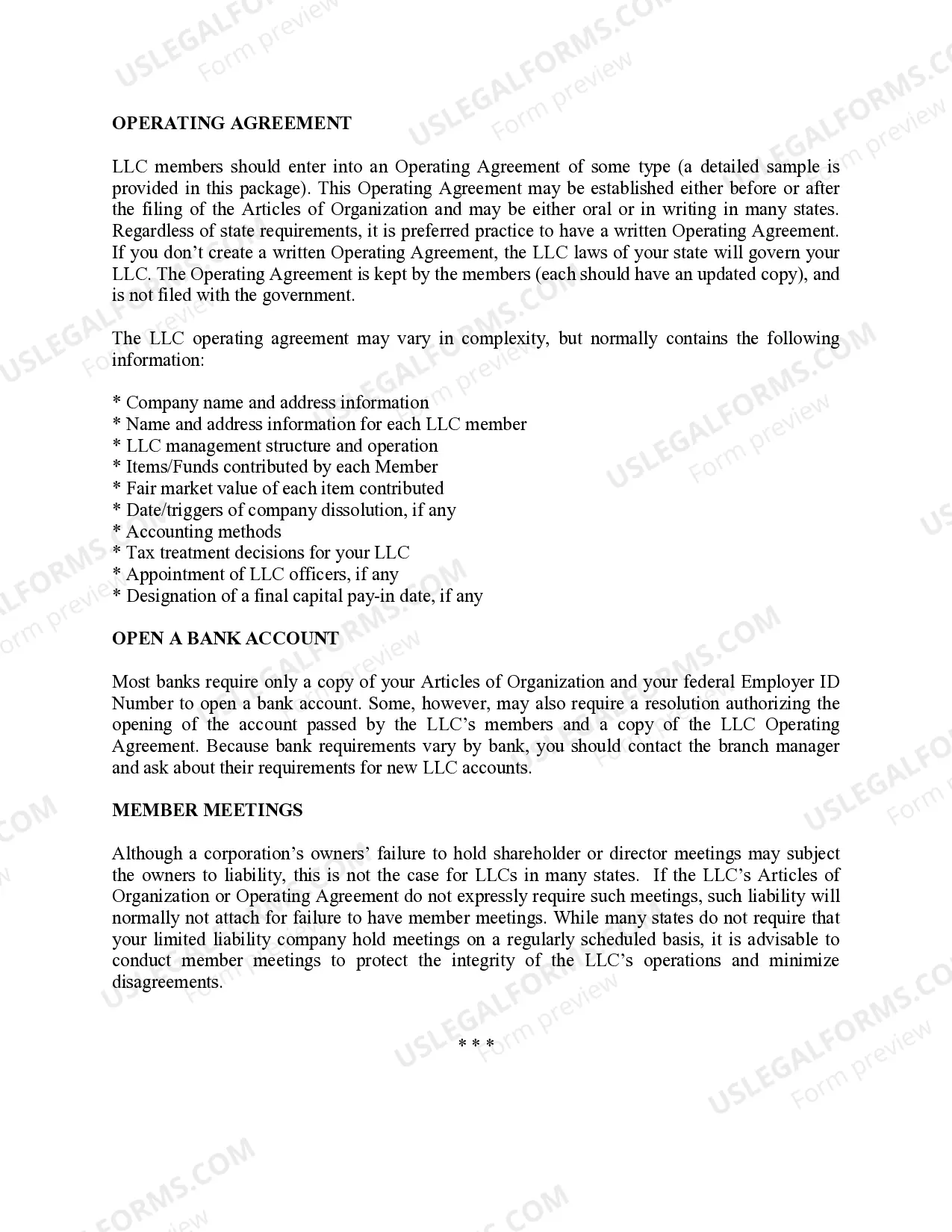 Preview Hawaii Limited Liability Company LLC Formation Package