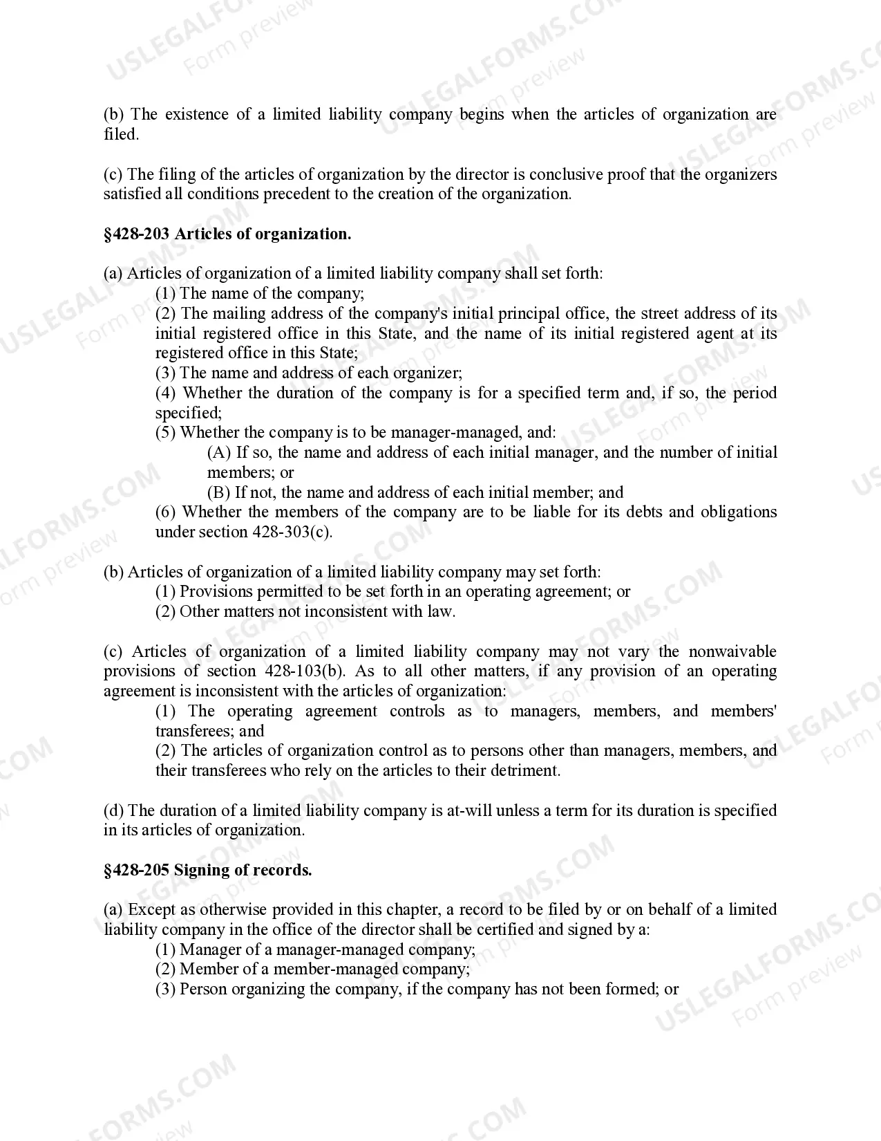 Preview Hawaii Limited Liability Company LLC Formation Package