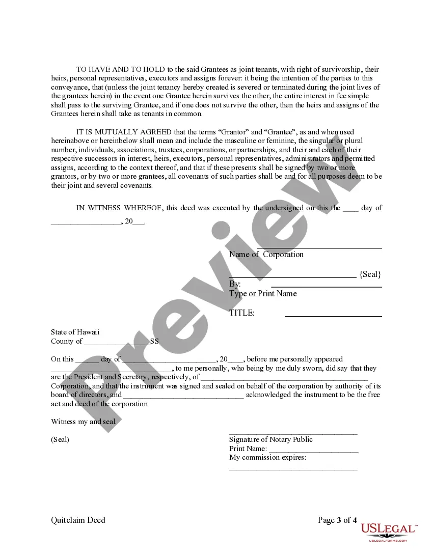 Preview Quitclaim Deed from Corporation to Husband and Wife