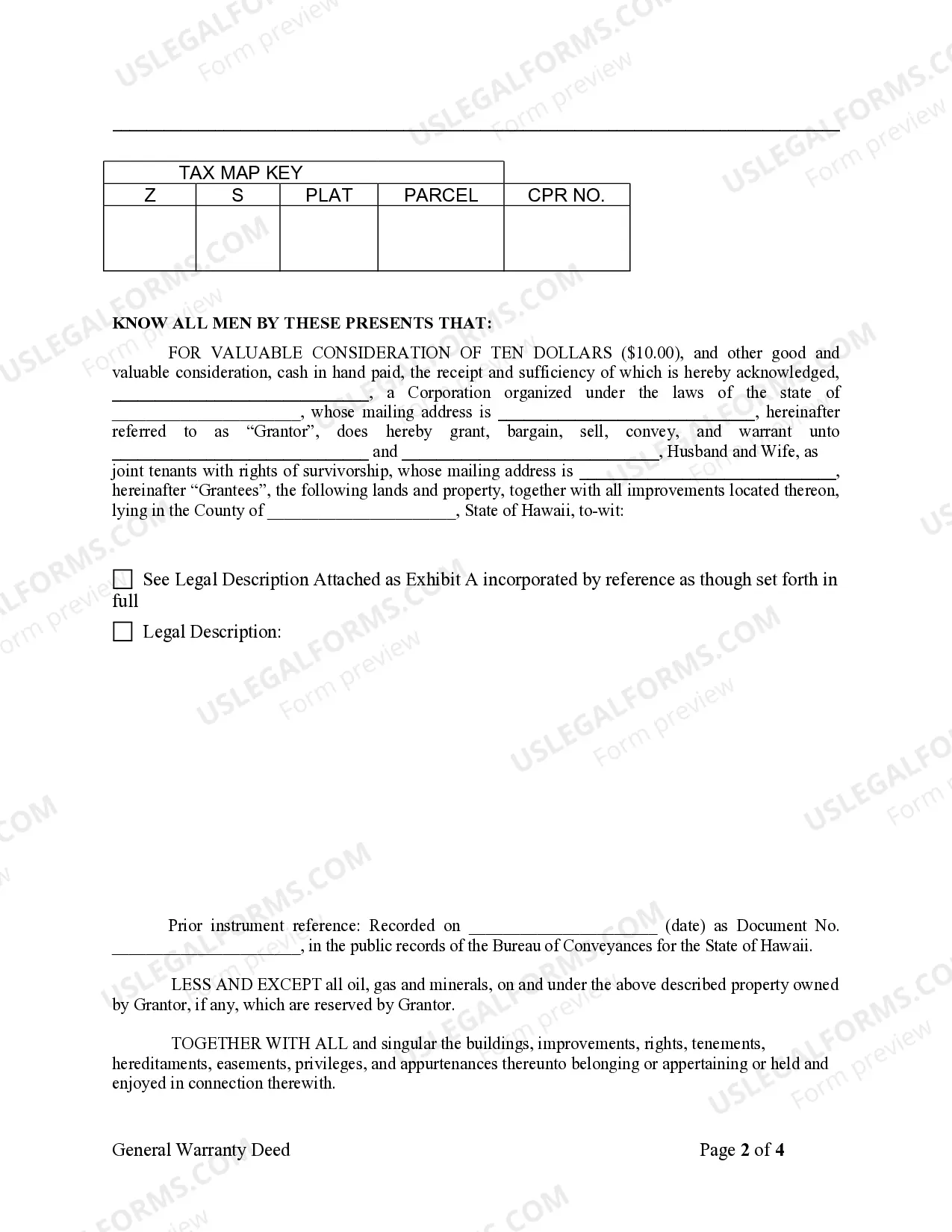 Preview Warranty Deed from Corporation to Husband and Wife