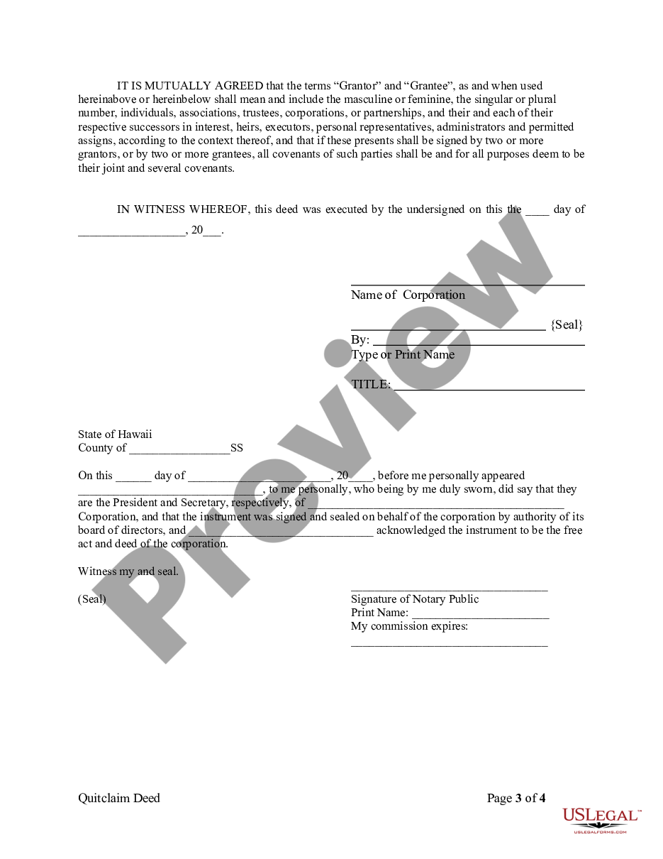 page 2 Quitclaim Deed from Corporation to Corporation preview
