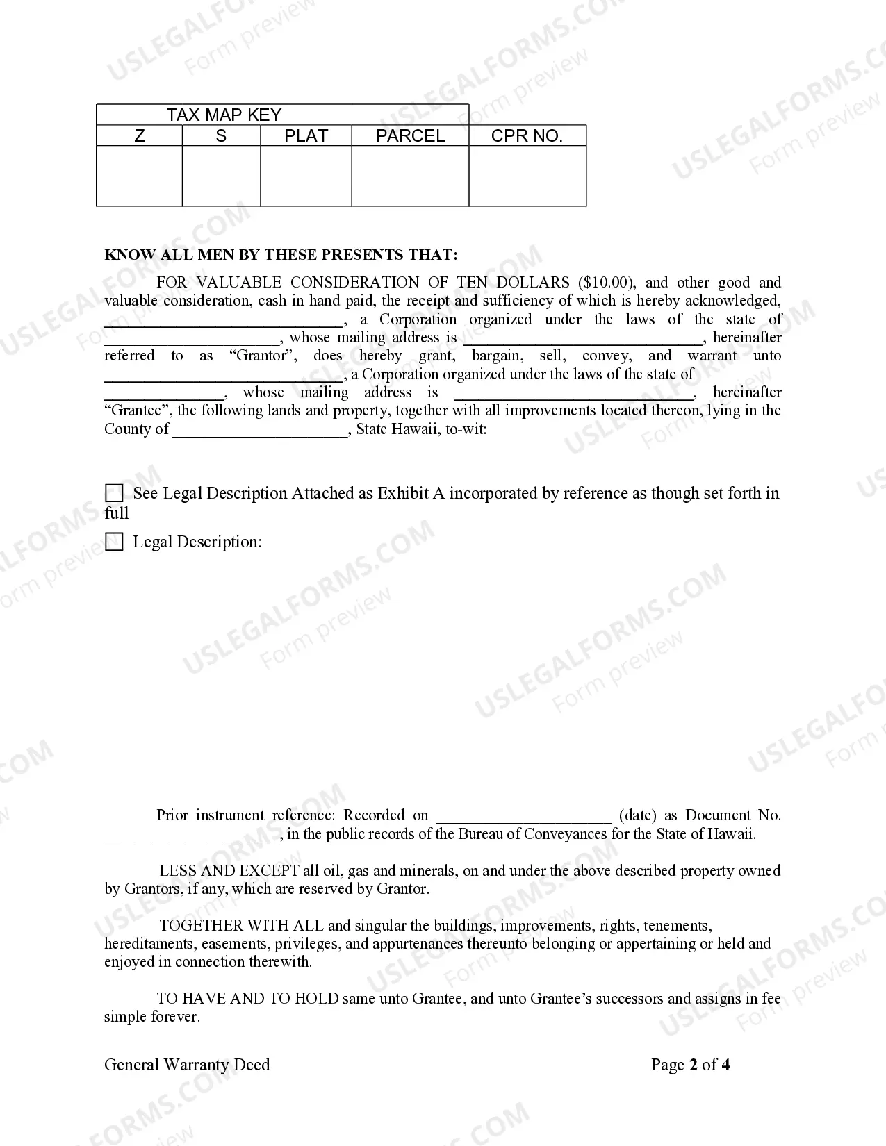 Preview Warranty Deed from Corporation to Corporation