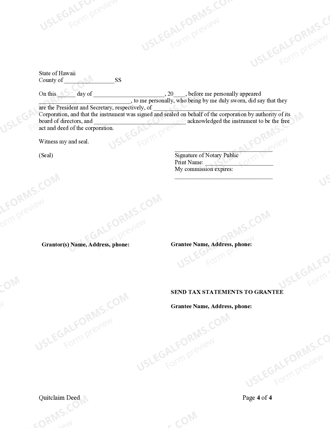 Preview Quitclaim Deed from Corporation to Two Individuals