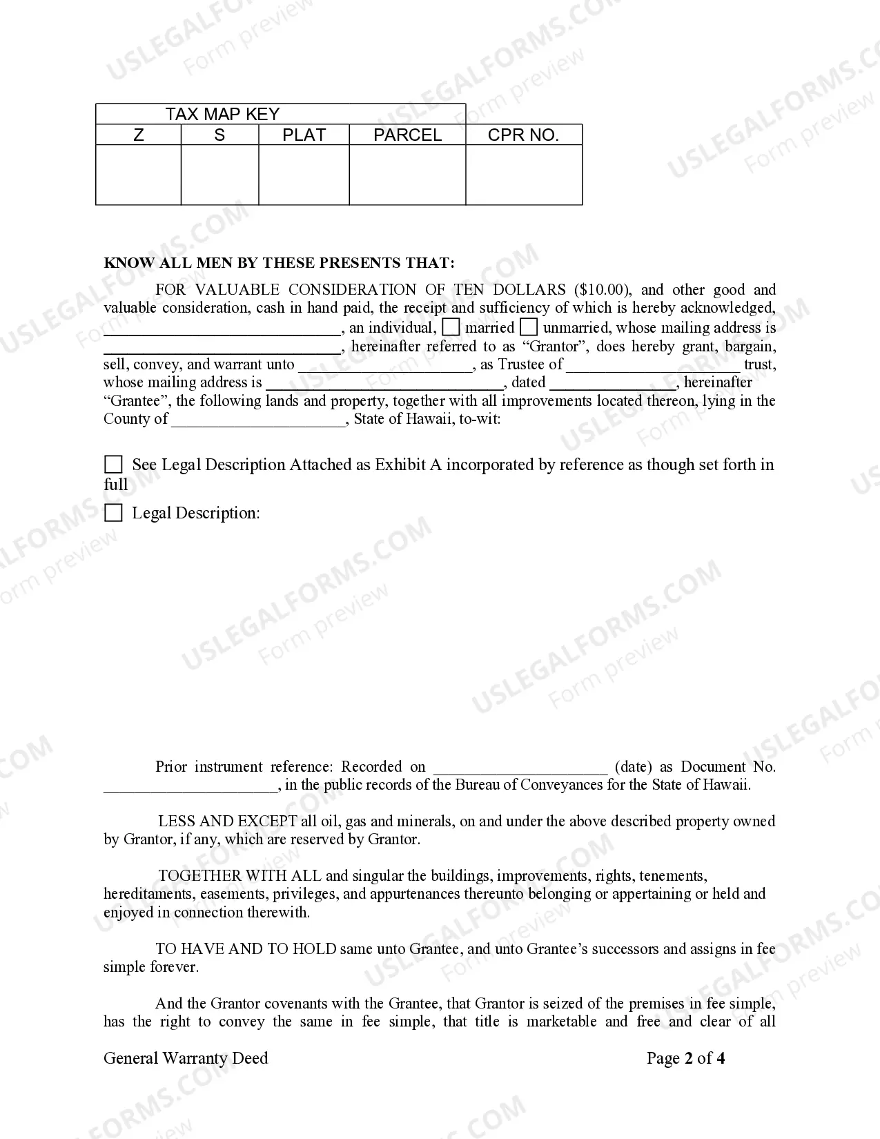 Preview Warranty Deed from Individual to a Trust
