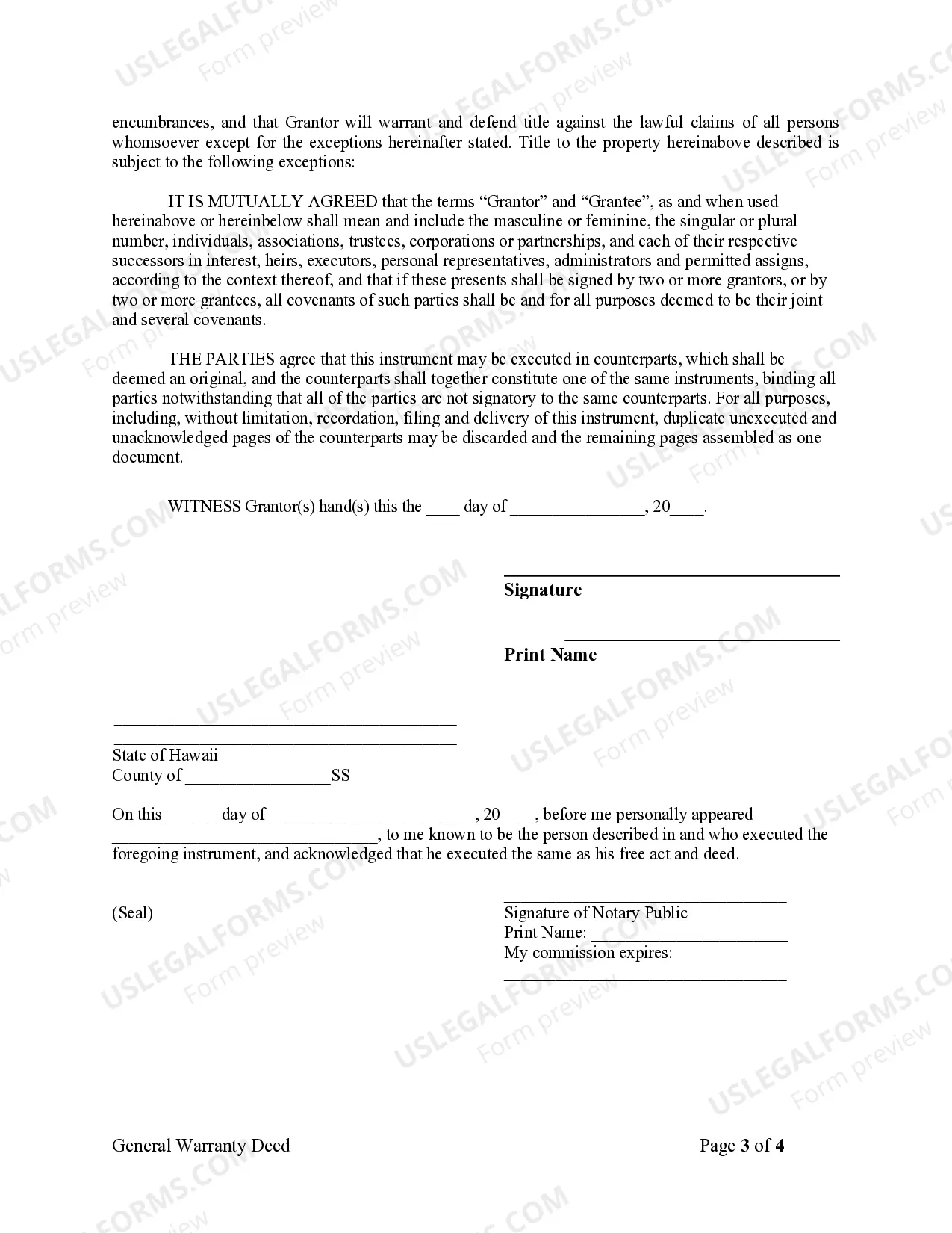 Preview Warranty Deed from Individual to a Trust