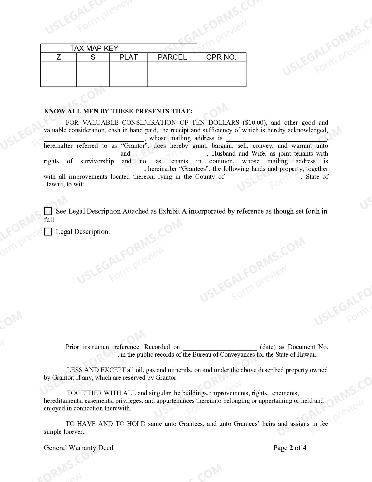 Preview Warranty Deed from Husband to Himself and Wife