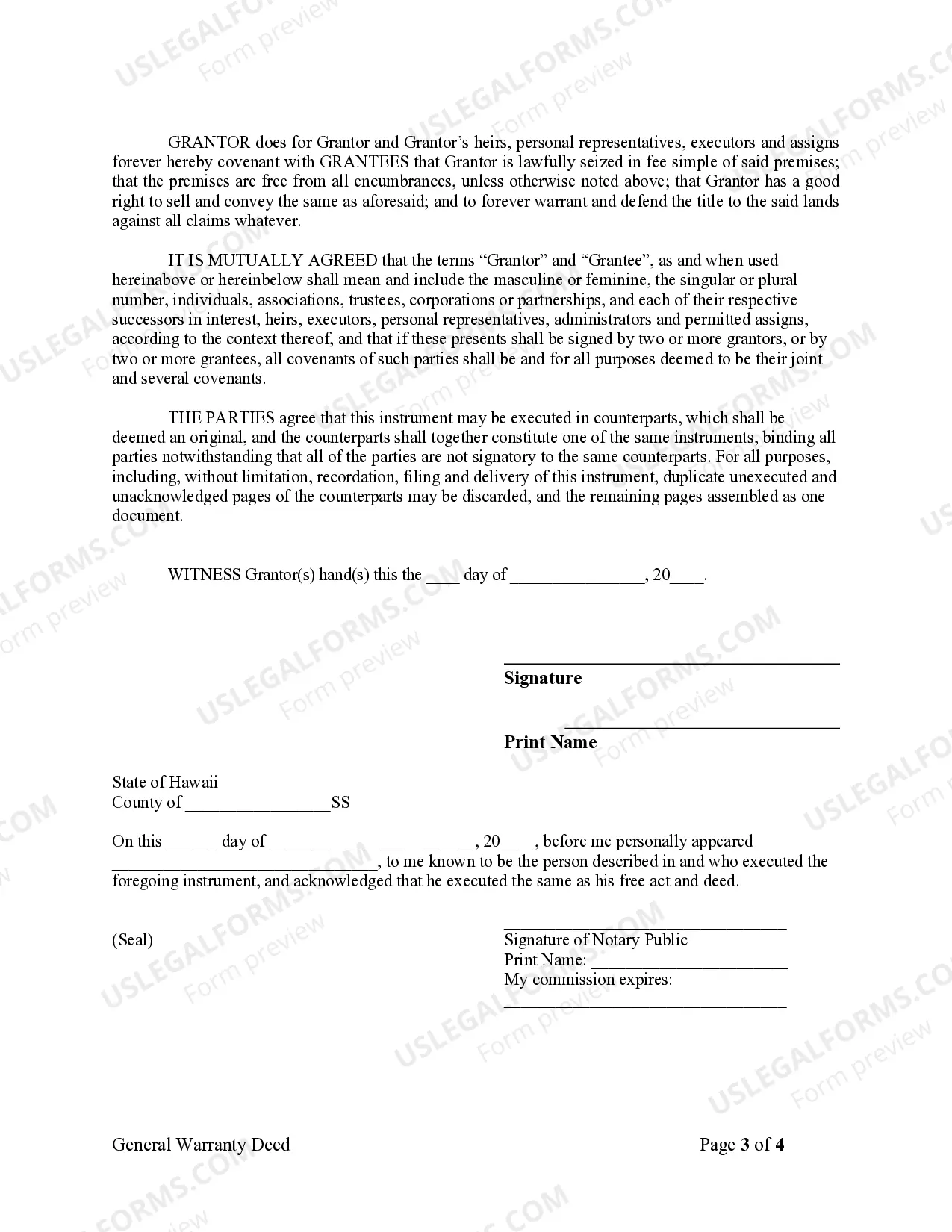 Preview Warranty Deed from Husband to Himself and Wife
