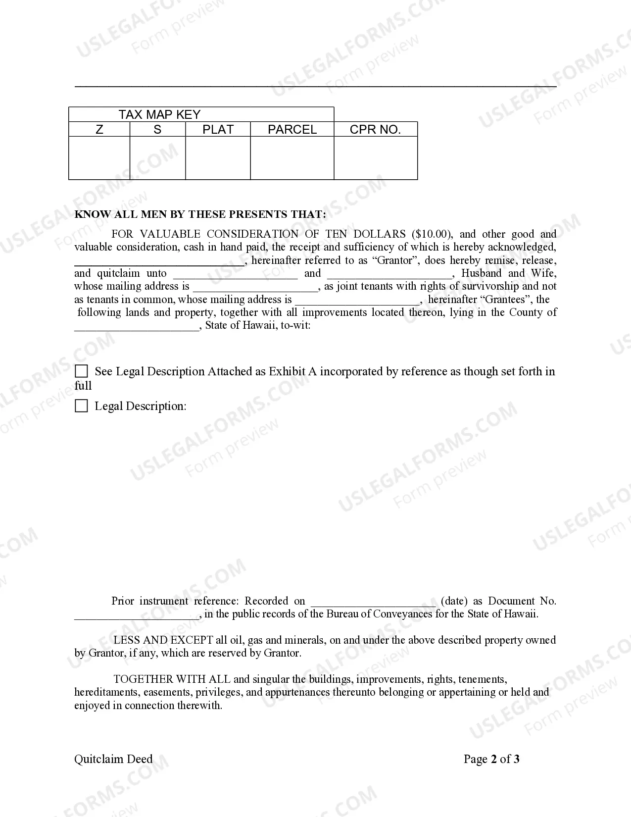 Preview Quitclaim Deed from Husband to Himself and Wife