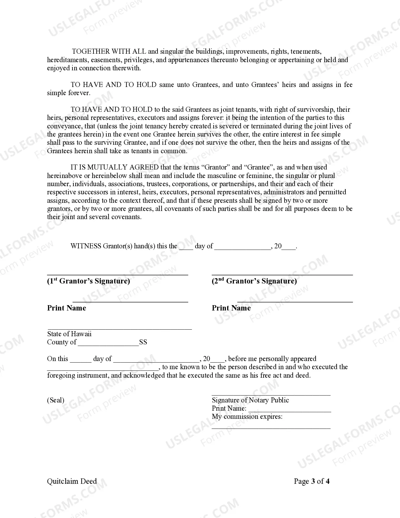 Preview Quitclaim Deed from Husband and Wife to Husband and Wife