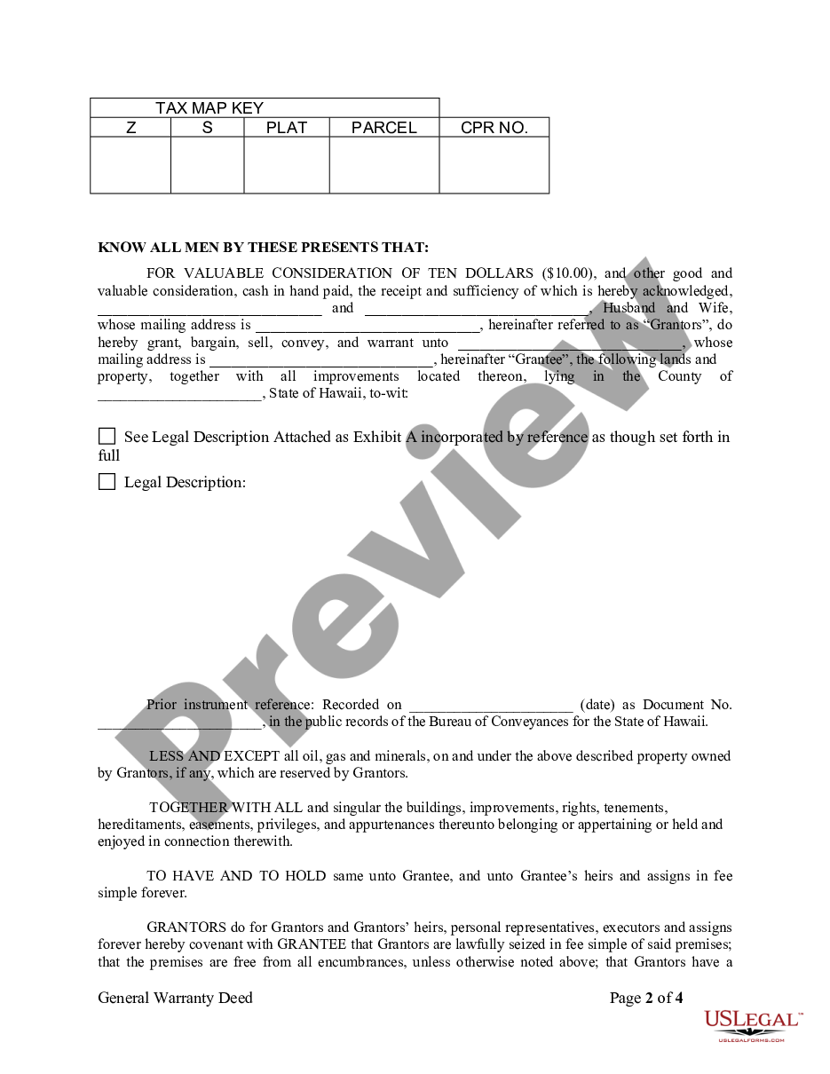 page 1 Warranty Deed from Husband and Wife to an Individual preview