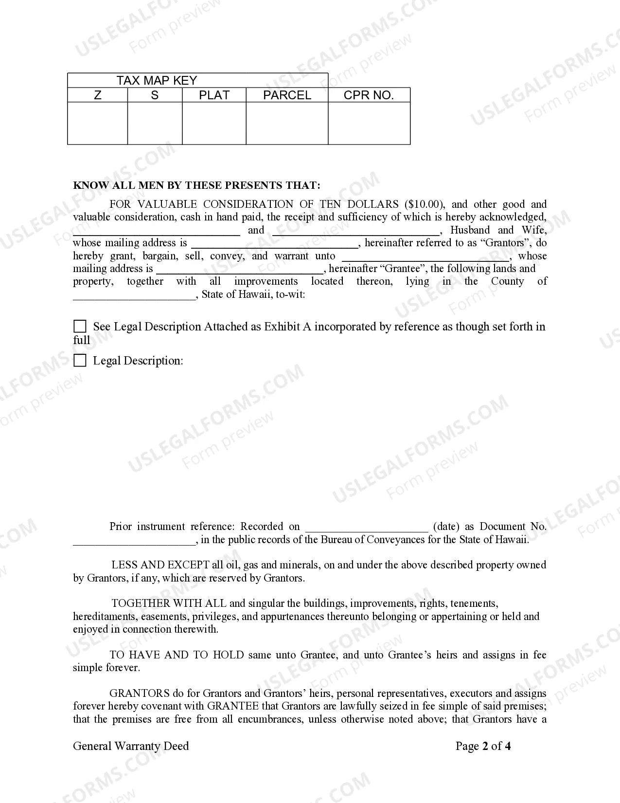 Preview Warranty Deed from Husband and Wife to an Individual