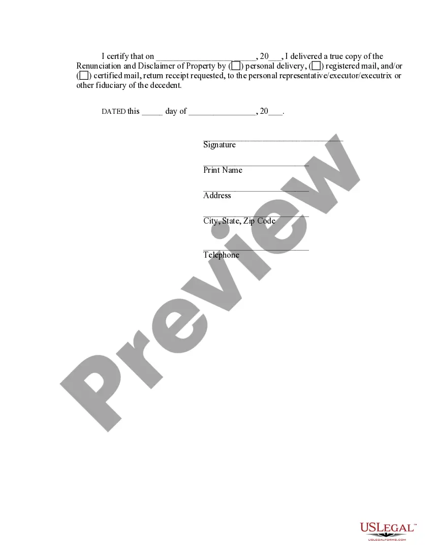 Preview Hawaii Renunciation and Disclaimer of Property received by Intestate Succession