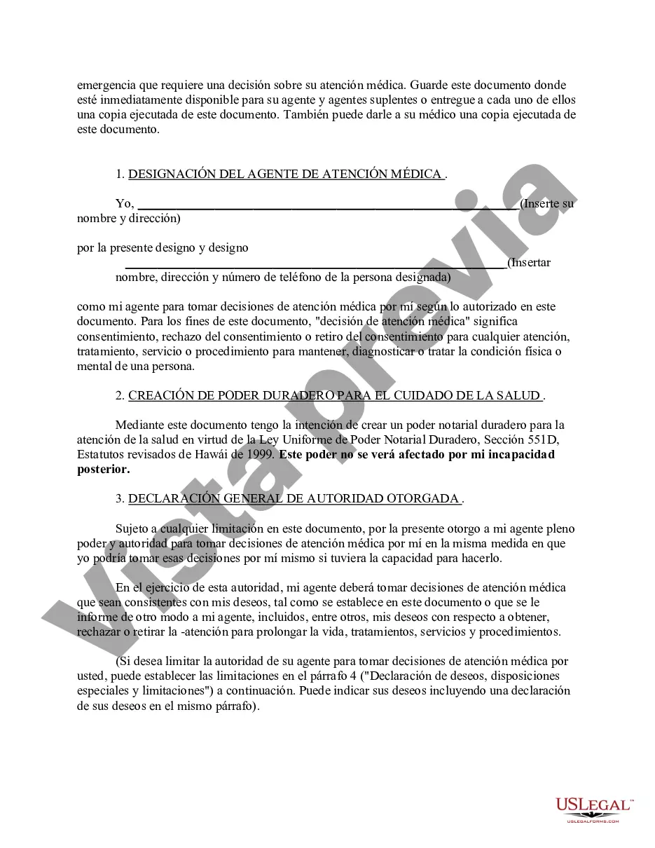 Preview Poder notarial duradero para el cuidado de la salud