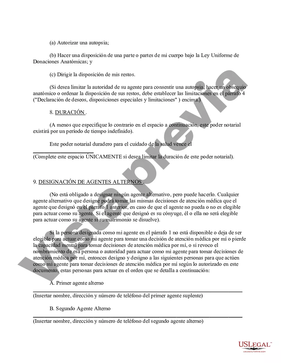 Preview Poder notarial duradero para el cuidado de la salud