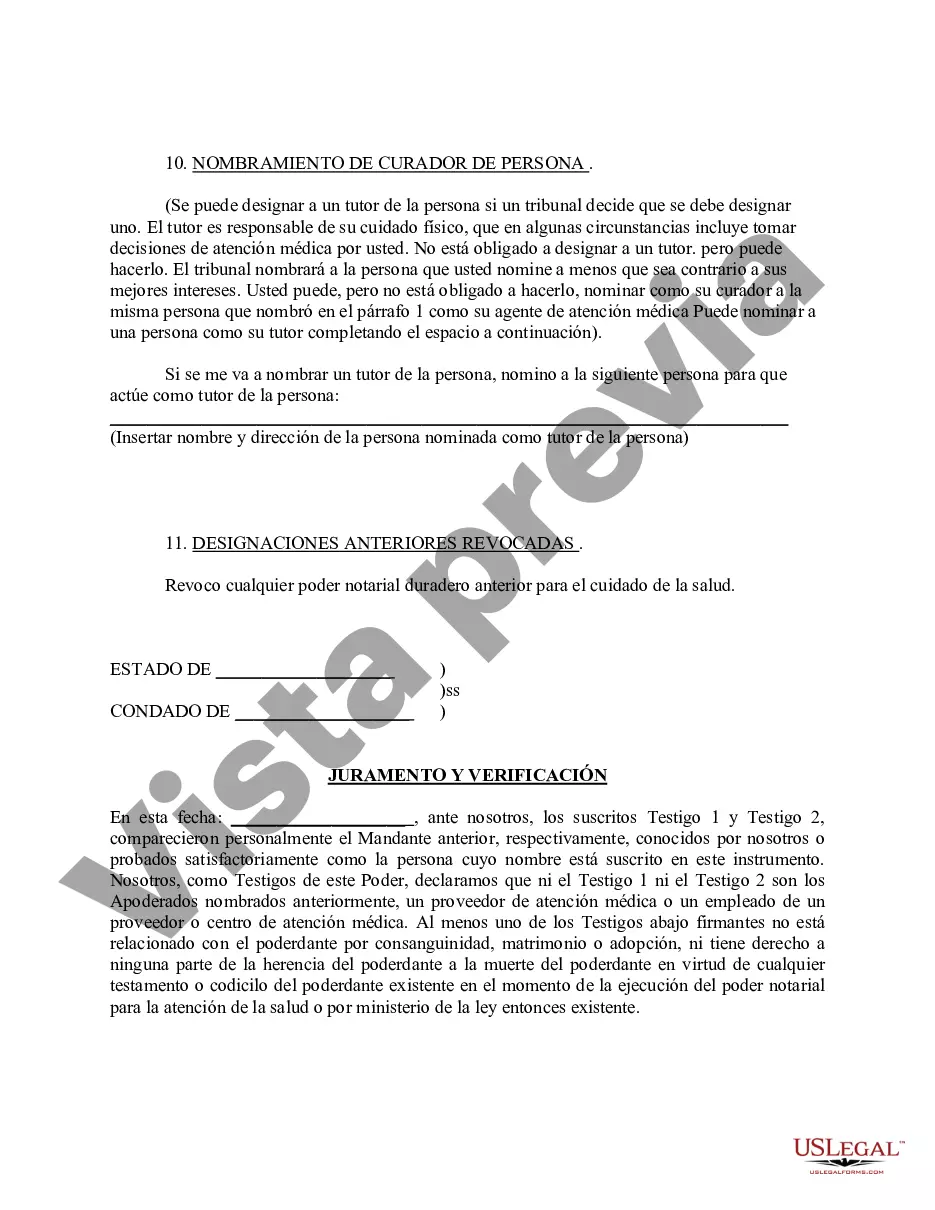 Preview Poder notarial duradero para el cuidado de la salud