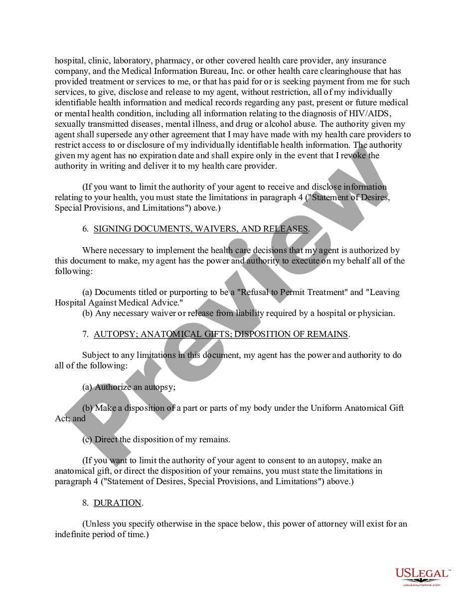 page 3 Durable Power of Attorney for Health Care preview