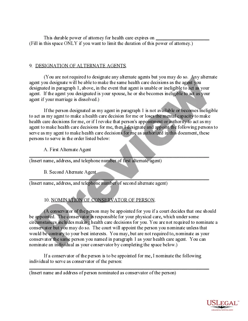 Preview Durable Power of Attorney for Health Care