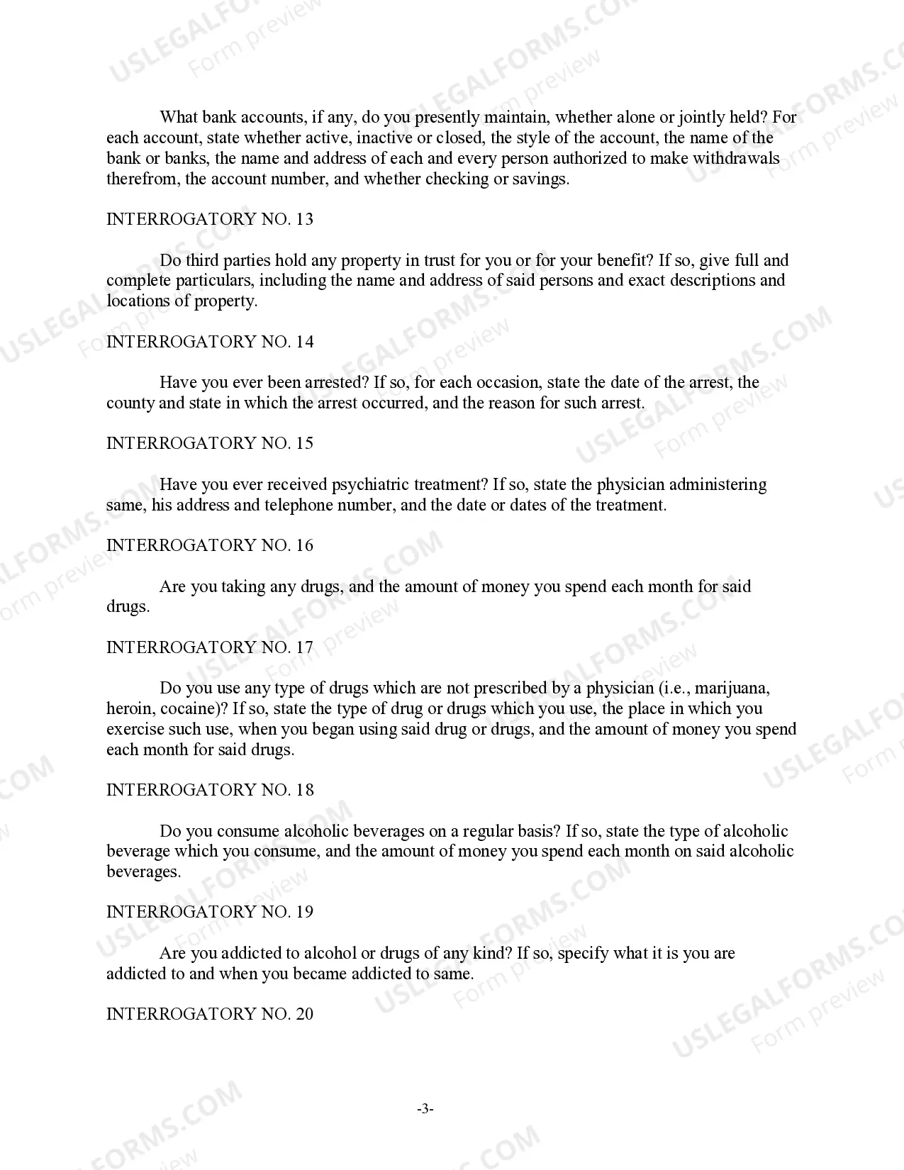 Preview Discovery Interrogatories from Defendant to Plaintiff with Production Requests