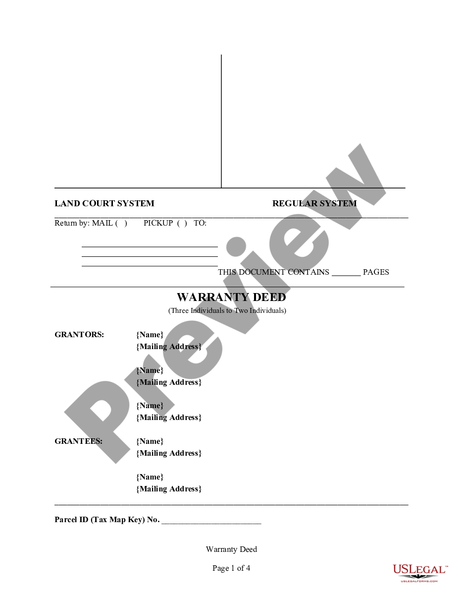 page 2 Warranty Deed - Three Individuals to Two Individuals preview