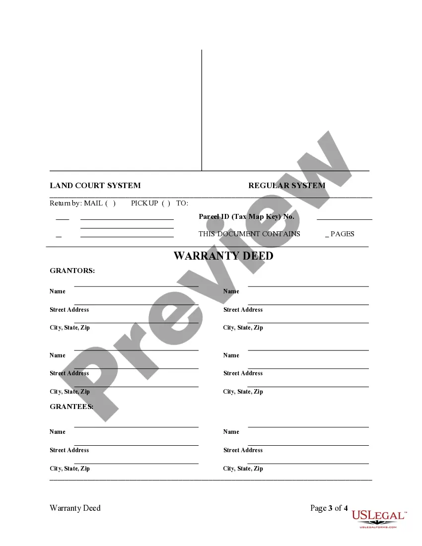 Preview Warrant Deed from Four Individuals to Two Trusts