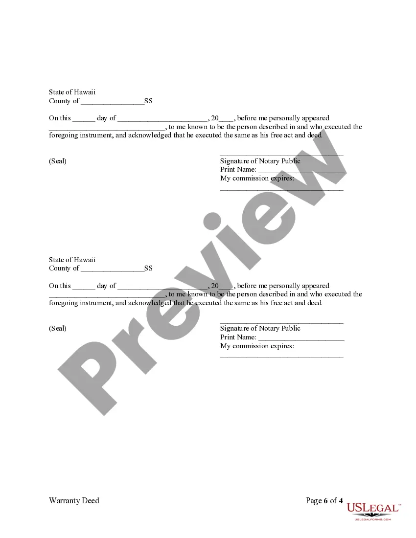 Preview Warrant Deed from Four Individuals to Two Trusts
