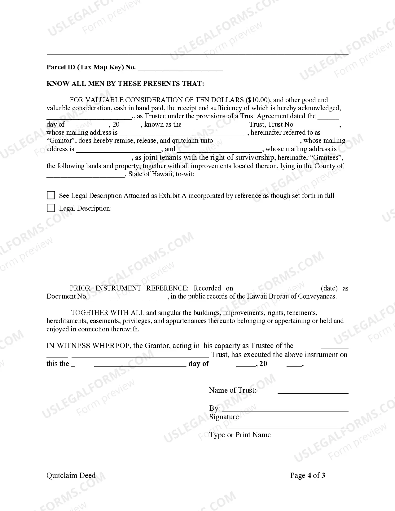Preview Quitclaim Deed - Trust to Two Individuals