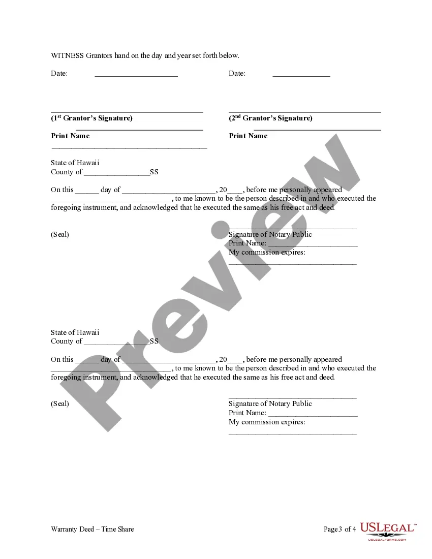 Get Warranty Deed for a Time Share from Husband and Wife / Two Individuals to an Individual Preview Warranty Deed for a Time Share from Husband and Wife / Two Individuals to an Individual