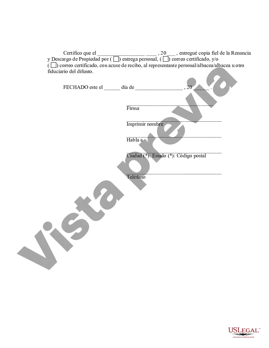 Preview Hawái Renuncia y descargo de responsabilidad de los intereses sobre bienes inmuebles