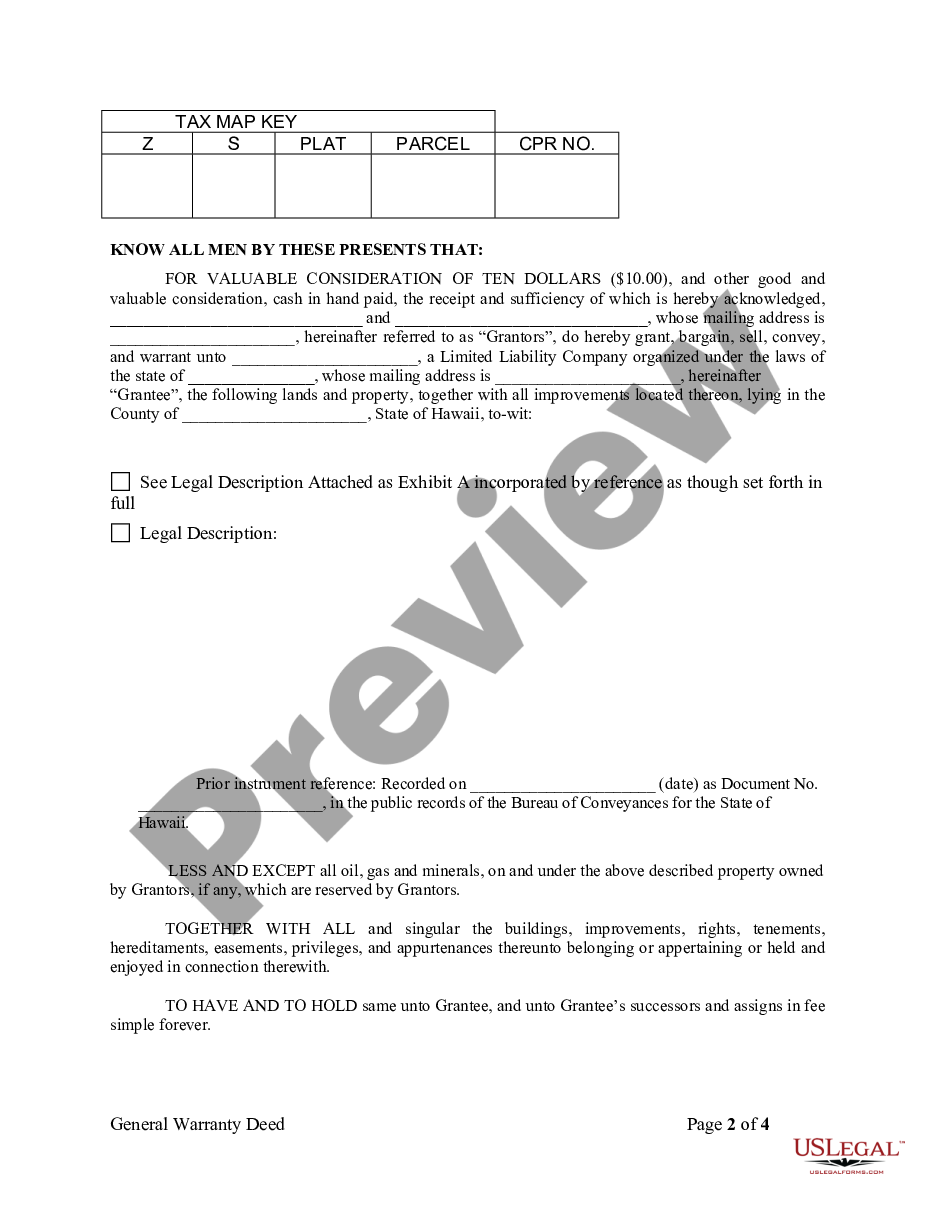 page 1 Warranty Deed from two Individuals to LLC preview