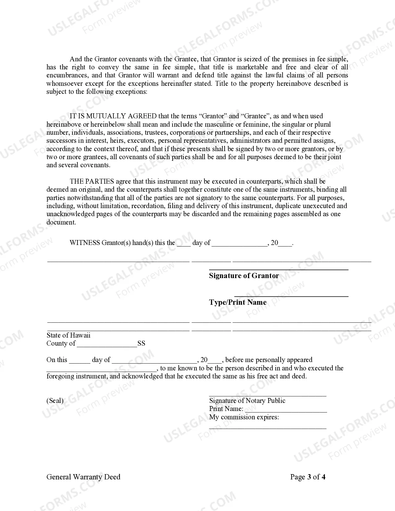 Preview Warranty Deed from Individual to Corporation