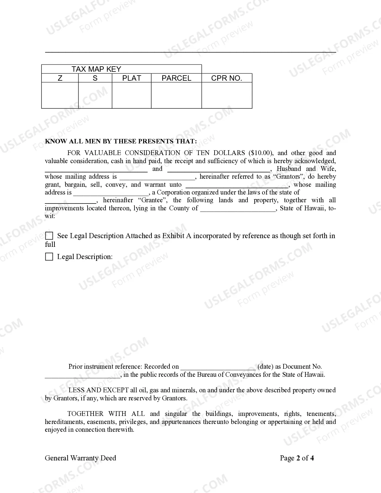 Preview Warranty Deed from Husband and Wife to Corporation