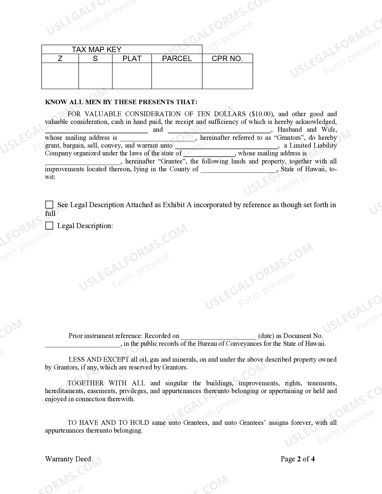 Preview Warranty Deed from Husband and Wife to LLC