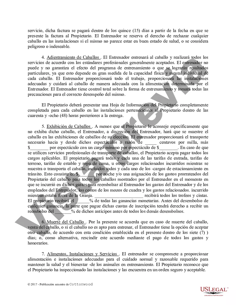 Preview Contrato de Entrenamiento - Caballo Equino Formas