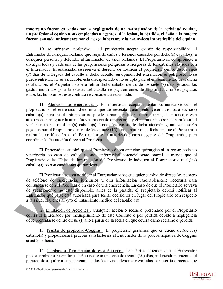 Preview Contrato de Entrenamiento - Caballo Equino Formas