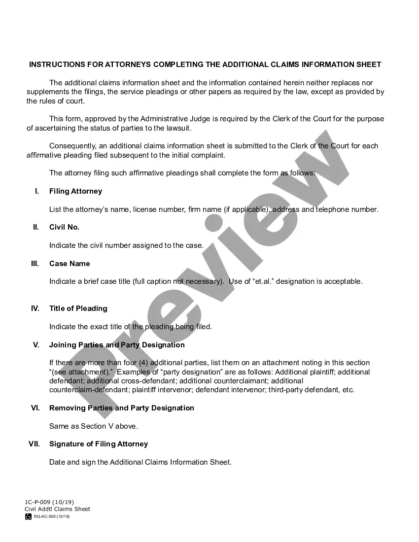 Preview Additional Claims Information Sheet