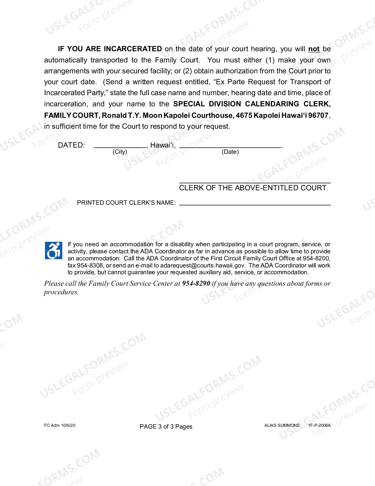 Preview Alias Summons for Paternity - First Circuit