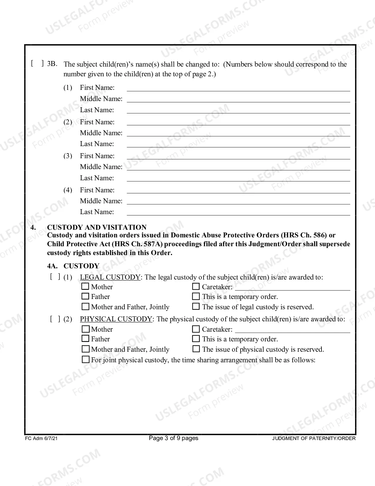 Preview Judgment of Paternity Order - First Circuit