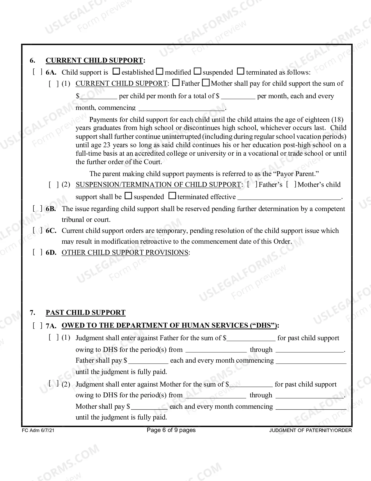 Preview Judgment of Paternity Order - First Circuit